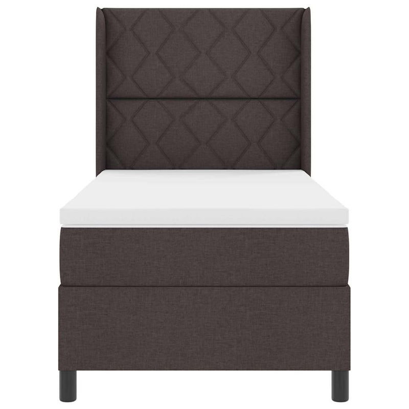 vidaXL Boxrugós ágy matracmal sötétbarna 100 x 200 cm szövet