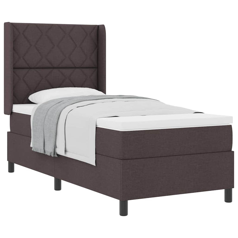 vidaXL Boxrugós ágy matracmal sötétbarna 100 x 200 cm szövet