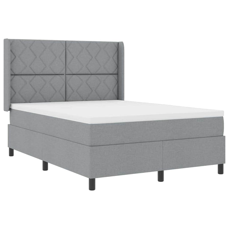 vidaXL Boxrugós ágy matracmal Világosszürke 140 x 190 cm szövet