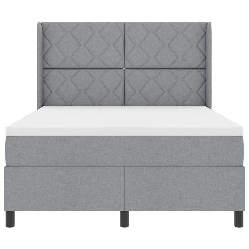 vidaXL Boxrugós ágy matracmal Világosszürke 140 x 190 cm szövet