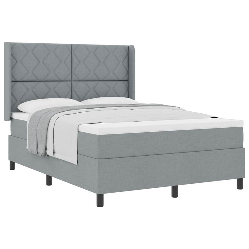 vidaXL Boxrugós ágy matracmal Világosszürke 140 x 190 cm szövet