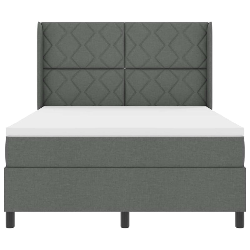 vidaXL Boxrugós ágy matracmal Sötétszürke 140 x 200 cm szövet