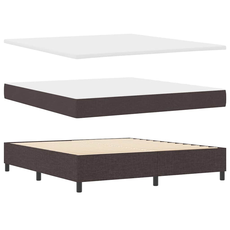 vidaXL Boxrugós ágy matracmal sötétbarna 180 x 200 cm szövet