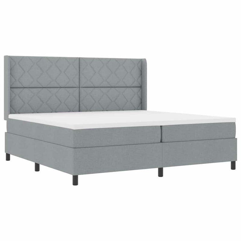 vidaXL Boxrugós ágy matracmal Világosszürke 200 x 200 cm szövet