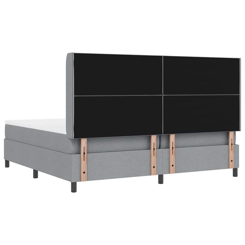 vidaXL Boxrugós ágy matracmal Világosszürke 200 x 200 cm szövet