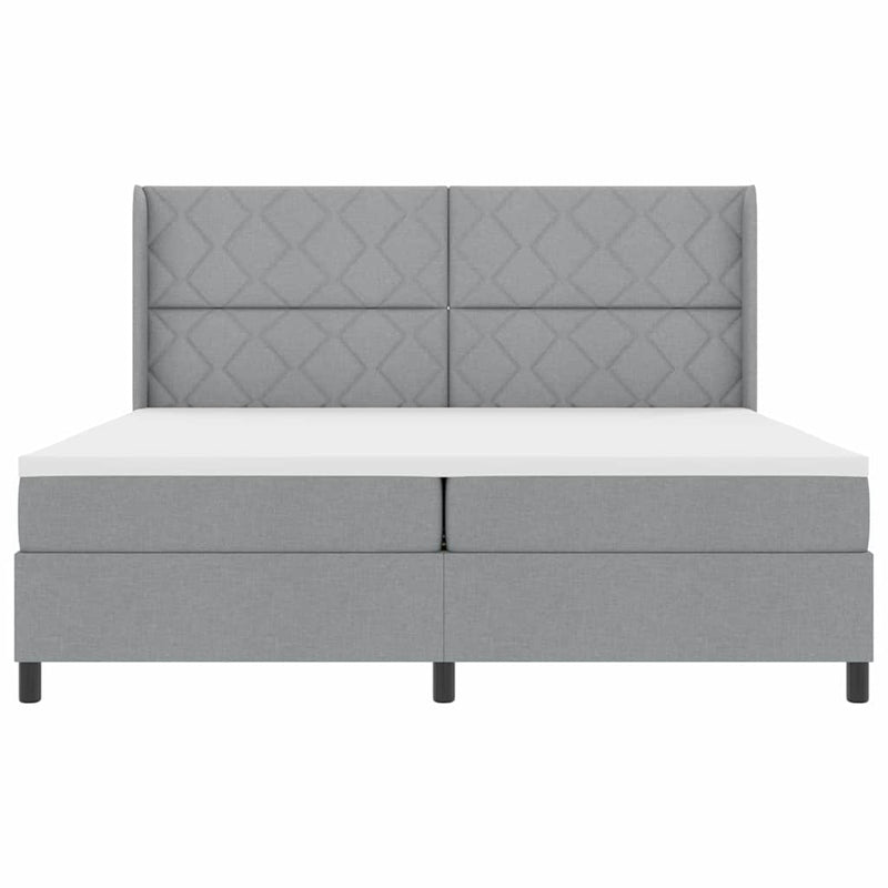 vidaXL Boxrugós ágy matracmal Világosszürke 200 x 200 cm szövet