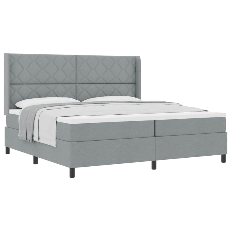 vidaXL Boxrugós ágy matracmal Világosszürke 200 x 200 cm szövet