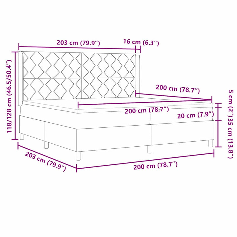 vidaXL Boxrugós ágy matracmal fejtámlával Kék 200 x 200 cm szövet