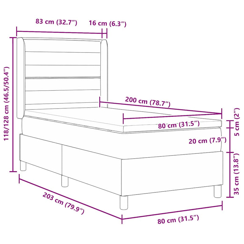 vidaXL Box Spring ágy matracmal Világosszürke 80 x 200 cm szövet