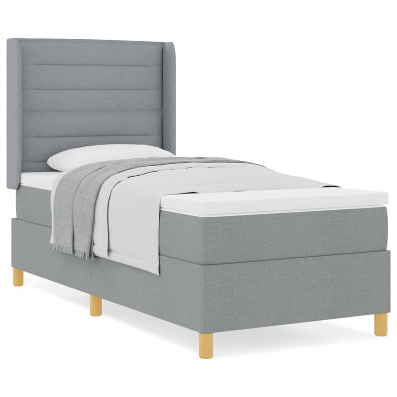 vidaXL Box Spring ágy matracmal Világosszürke 80 x 200 cm szövet