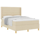 vidaXL Boxrugós ágy matracmal fejtámlával Krém 160 x 200 cm szövet