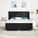 vidaXL Boxrugós ágy matracmal fejtámlával Fekete 180 x 200 cm szövet