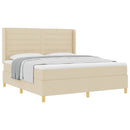 vidaXL Boxrugós ágy matracmal fejtámlával Krém 180 x 200 cm szövet