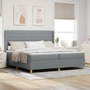vidaXL Boxrugós ágy matracmal Világosszürke 200 x 200 cm szövet