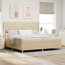 vidaXL Boxrugós ágy matracmal fejtámlával Krém 200 x 200 cm szövet