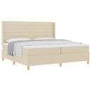vidaXL Boxrugós ágy matracmal fejtámlával Krém 200 x 200 cm szövet