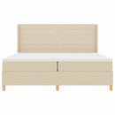 vidaXL Boxrugós ágy matracmal fejtámlával Krém 200 x 200 cm szövet