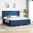 vidaXL Boxrugós ágy matracmal fejtámlával Kék 200 x 200 cm szövet