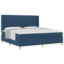 vidaXL Boxrugós ágy matracmal fejtámlával Kék 200 x 200 cm szövet