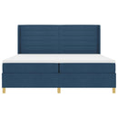 vidaXL Boxrugós ágy matracmal fejtámlával Kék 200 x 200 cm szövet