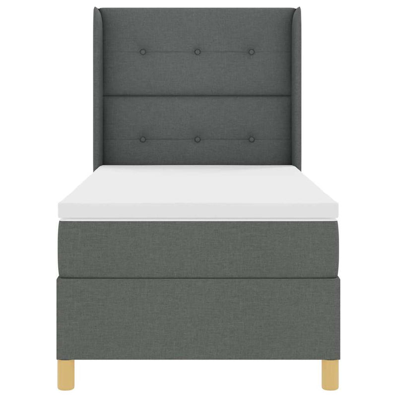 vidaXL Box Spring ágy matracmal Sötétszürke 100 x 200 cm szövet