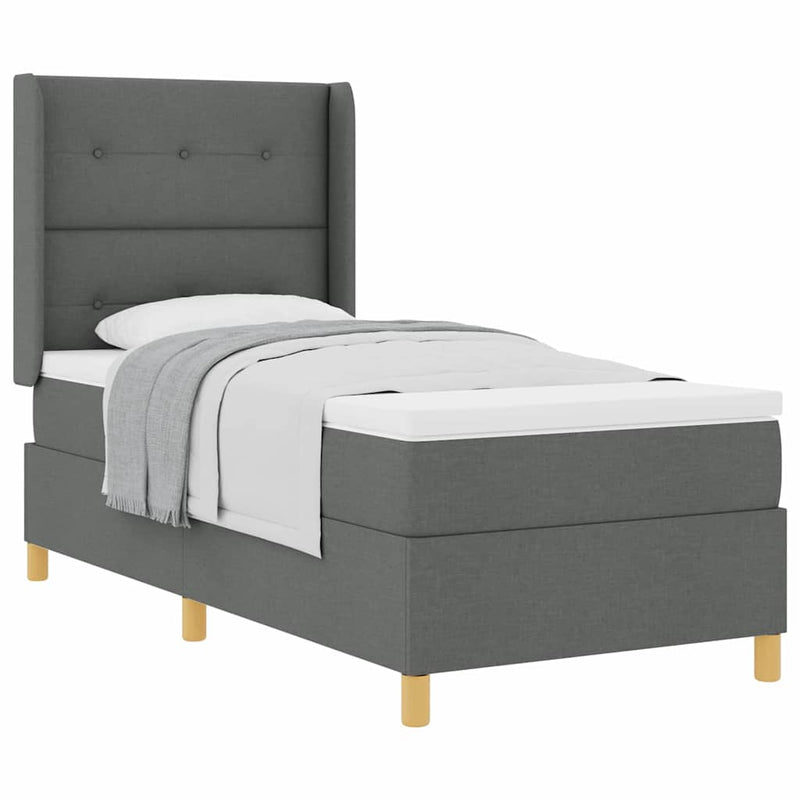 vidaXL Box Spring ágy matracmal Sötétszürke 100 x 200 cm szövet
