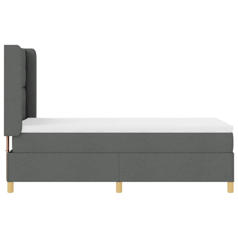 vidaXL Box Spring ágy matracmal Sötétszürke 100 x 200 cm szövet