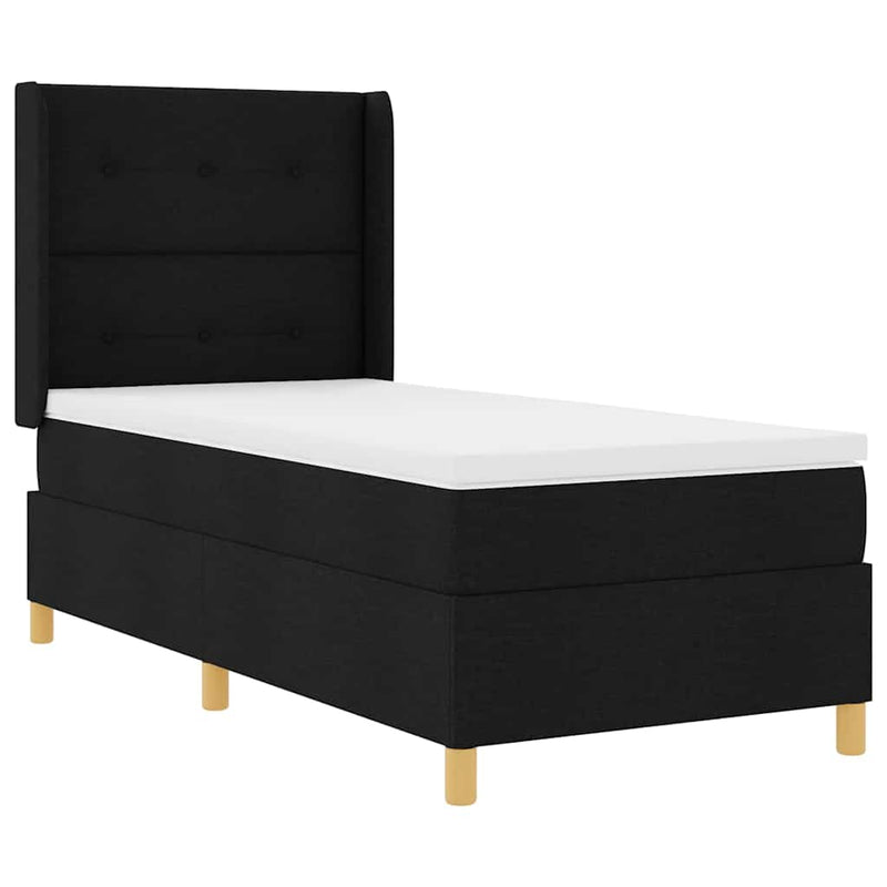 vidaXL Box Spring ágy matracmal fejtámlával Fekete 100 x 200 cm szövet