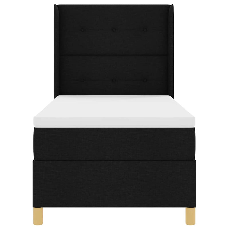 vidaXL Box Spring ágy matracmal fejtámlával Fekete 100 x 200 cm szövet