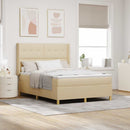 vidaXL Boxrugós ágy fejtámlával Krém 160 x 200 cm szövet