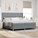 vidaXL Boxrugós ágy fejtámlával Világosszürke 200 x 200 cm szövet