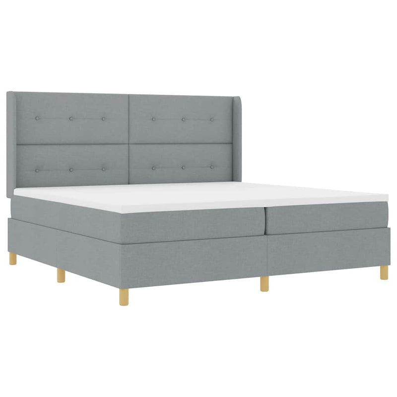 vidaXL Box Spring ágy matracmal Világosszürke 200 x 200 cm szövet