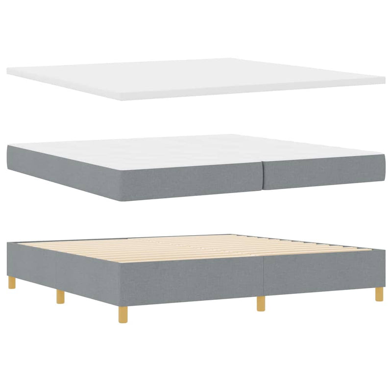 vidaXL Box Spring ágy matracmal Világosszürke 200 x 200 cm szövet