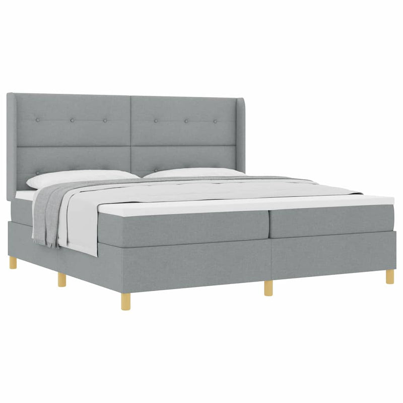 vidaXL Box Spring ágy matracmal Világosszürke 200 x 200 cm szövet