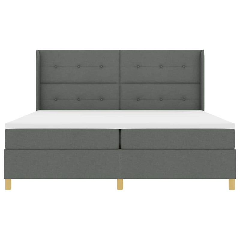 vidaXL Box Spring ágy matracmal Sötétszürke 200 x 200 cm szövet