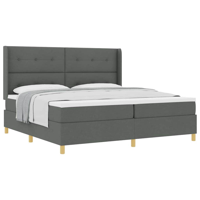 vidaXL Box Spring ágy matracmal Sötétszürke 200 x 200 cm szövet