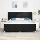 vidaXL Boxrugós ágy fejtámlával Fekete 200 x 200 cm szövet