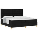vidaXL Boxrugós ágy fejtámlával Fekete 200 x 200 cm szövet