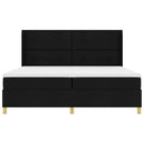 vidaXL Boxrugós ágy fejtámlával Fekete 200 x 200 cm szövet