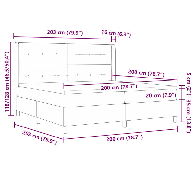 vidaXL Box Spring ágy matracmal fejtámlával Fekete 200 x 200 cm szövet