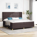vidaXL Boxrugós ágy fejtámlával Sötét Barna 200 x 200 cm szövet