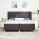 vidaXL Boxrugós ágy fejtámlával Sötét Barna 200 x 200 cm szövet