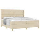vidaXL Boxrugós ágy fejtámlával Krém 200 x 200 cm szövet