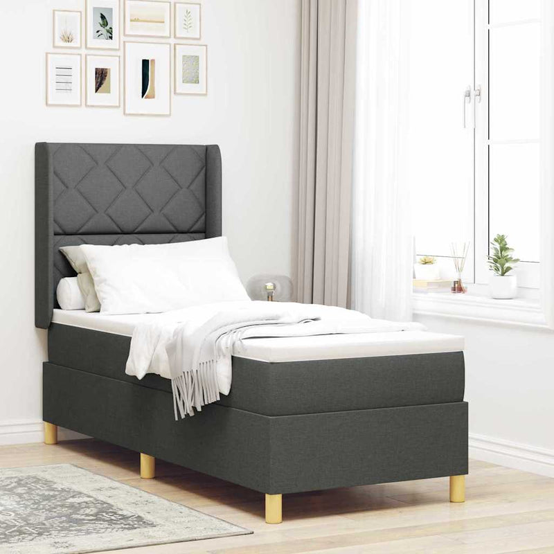 vidaXL Box Spring ágy matracmal Sötétszürke 80 x 200 cm szövet