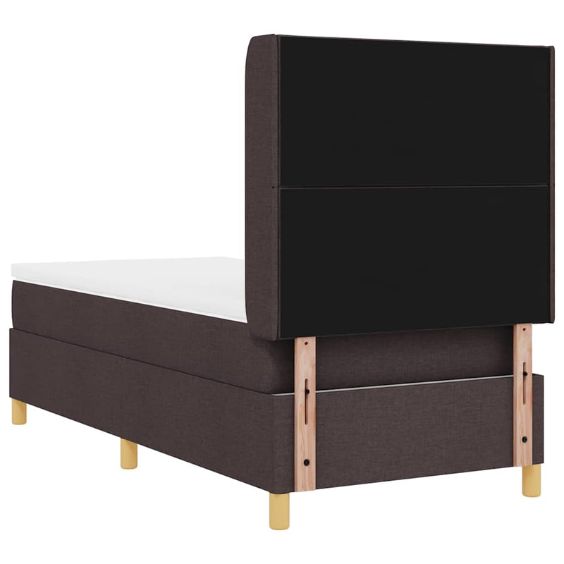 vidaXL Box Spring ágy matracmal sötétbarna 90 x 200 cm szövet
