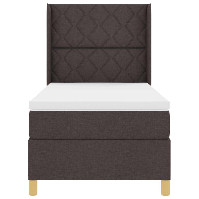 vidaXL Box Spring ágy matracmal sötétbarna 90 x 200 cm szövet