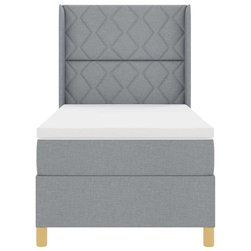 vidaXL Box Spring ágy matracmal Világosszürke 100 x 200 cm szövet