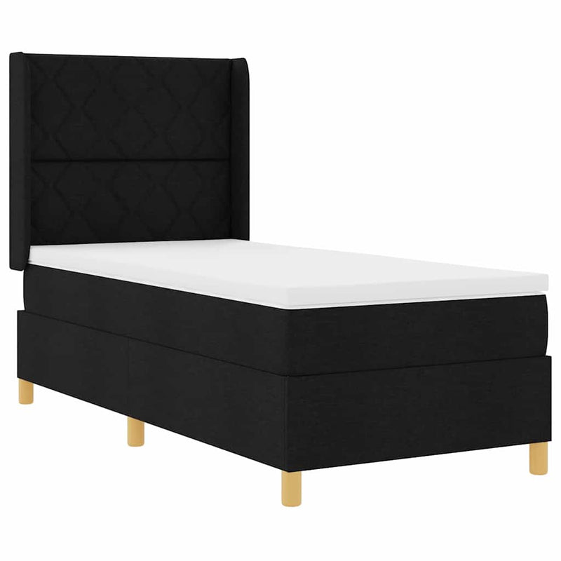vidaXL Box Spring ágy matracmal fejtámlával Fekete 100 x 200 cm szövet
