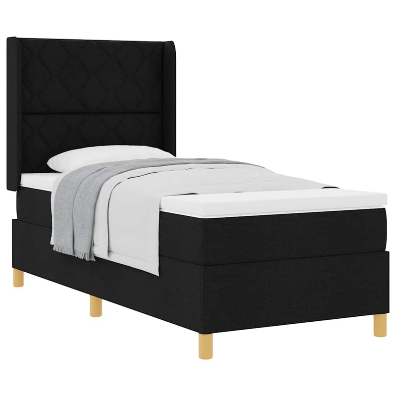 vidaXL Box Spring ágy matracmal fejtámlával Fekete 100 x 200 cm szövet