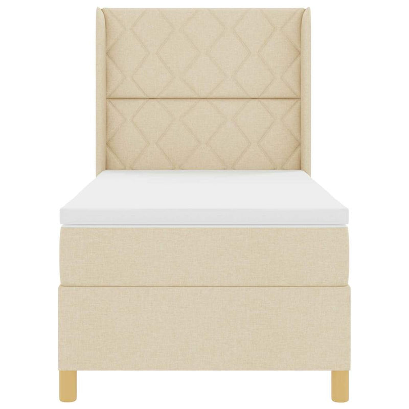 vidaXL Box Spring ágy matracmal fejtámlával Krém 100 x 200 cm szövet